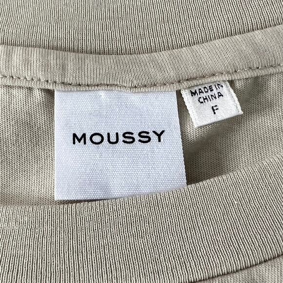 Moussy Short Sleeve Embroidered Tee Tan Free Size - Picture 7 of 9